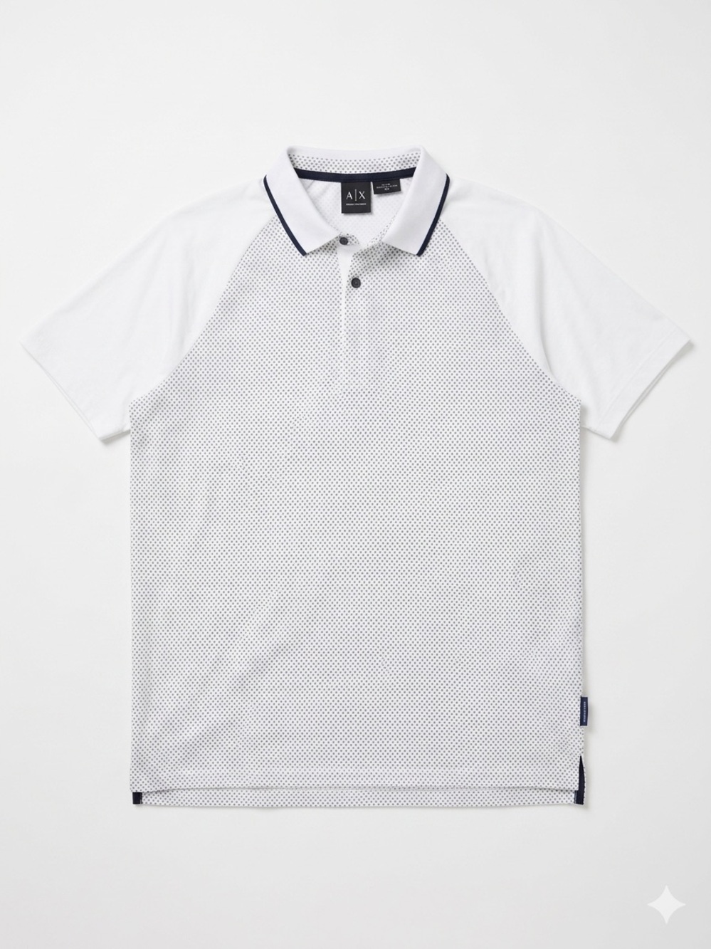Armani Exchange White Polo with Navy Contrast Trim
